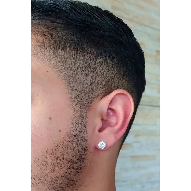 Brinco Masculino Prata 925 Legítima Ponto de Luz Diamante Sintético Zircônia