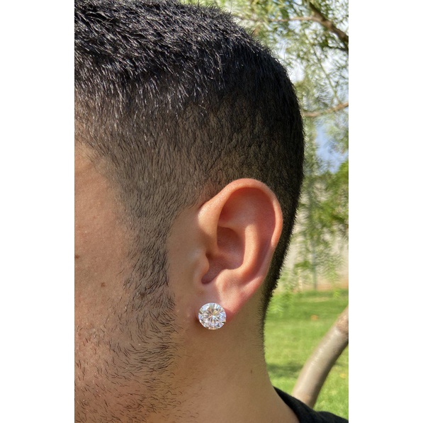 Brinco Masculino Prata 925 Legítima Ponto de Luz Diamante Sintético Zircônia