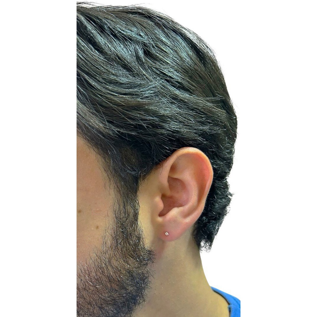 Brinco Masculino Prata 925 Legítima Ponto de Luz Diamante Sintético Zircônia
