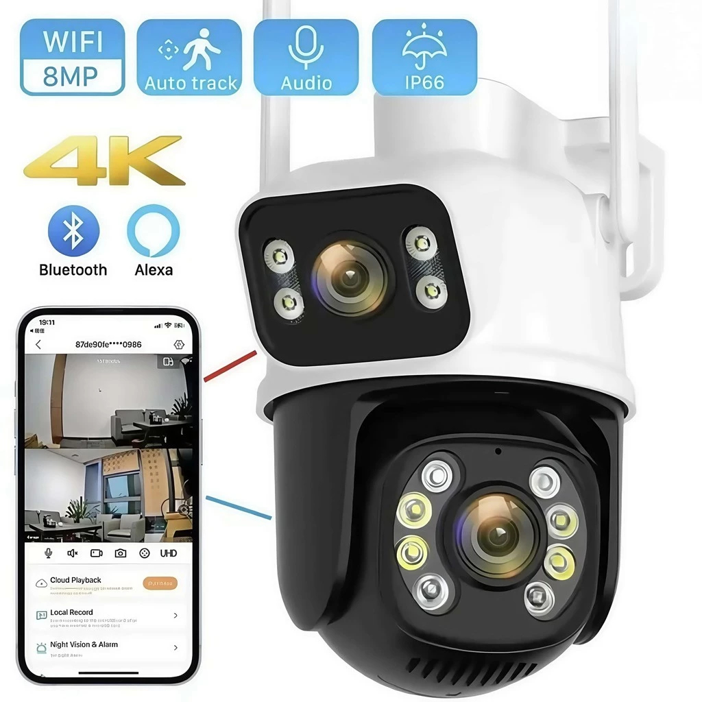 Câmera De Segurança Externa IP Wifi Lente Dupla App Yousee Ip66 360 Sensor Visão Noturna