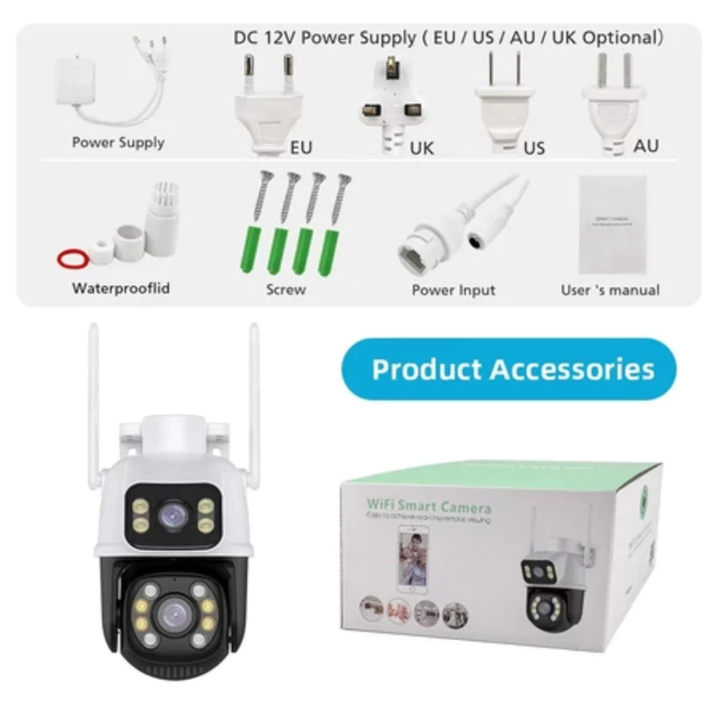 Câmera De Segurança Externa IP Wifi Lente Dupla App Yousee Ip66 360 Sensor Visão Noturna
