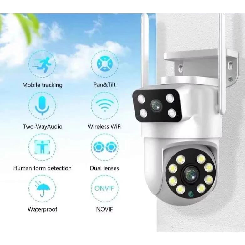 Câmera De Segurança Externa IP Wifi Lente Dupla App Yousee Ip66 360 Sensor Visão Noturna
