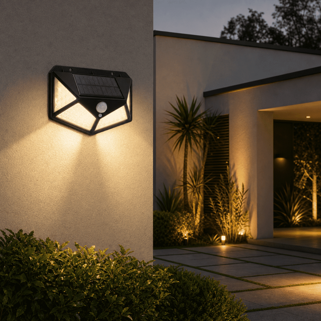 1/2/3 Unidades Luminárias Solares Impermeáveis Prova De Chuva 100 Led Sensor Courtyard Light Promoção