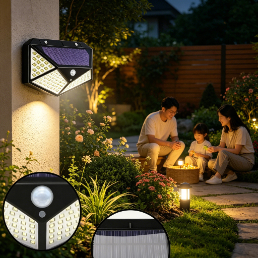 1/2/3 Unidades Luminárias Solares Impermeáveis Prova De Chuva 100 Led Sensor Courtyard Light Promoção