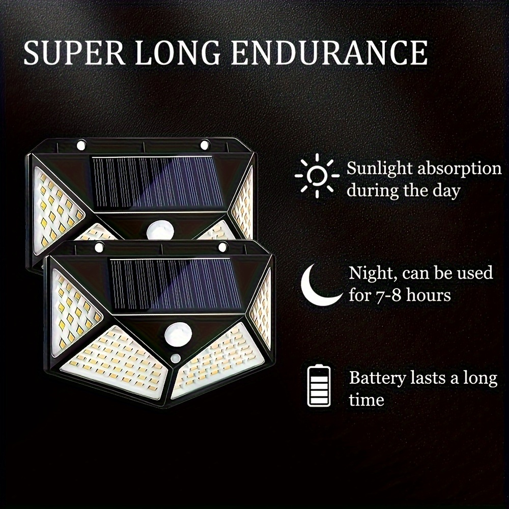 1/2/3 Unidades Luminárias Solares Impermeáveis Prova De Chuva 100 Led Sensor Courtyard Light Promoção